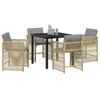 Image de vidaXL Ensemble de Salle à Manger pour Jardin 5 pcs Beige polyrotin, Ensemble de Jardin Chic, mobilier Moderne pour terrasse, chaises ergonomiques Confortables, Table en Verre