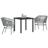 Image de vidaXL Ensemble de Salle à Manger de Jardin 3 pièces avec Coussins en Poly Rattan Gris