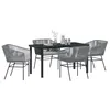 Image de vidaXL Ensemble de Salle à Manger pour Jardin avec Coussin 5 pcs Gris, Ensemble de Repas extérieur Chic, mobilier de Jardin Moderne, Table en Verre rectangulaire pour Les journées ensoleillées