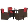Image de vidaXL Ensemble de Salle à Manger pour Jardin 5 pc Marron Poly rotin