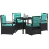 Image de vidaXL Ensemble de Salle à Manger pour Jardin 5 pc Noir polyrotin