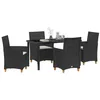 Image de vidaXL Ensemble de Salle à Manger pour Jardin 5 pcs Noir polyrotin, Ensemble de Jardin Moderne en polyrotin, Meubles résistants aux intempéries pour Repas décontractés en terrasse, Style élégant
