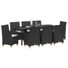 Image de vidaXL Ensemble de Salle à Manger pour Jardin 9 pcs Noir polyrotin, Ensemble de Jardin élégant, mobilier en Poly Rattan Moderne pour Repas décontracté, Table en Verre