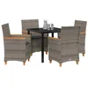 Image de vidaXL Ensemble de Salle à Manger pour Jardin 5 pcs Gris polyrotin, Ensemble de Jardin, Meuble d'extérieur Moderne et résistant, pour Repas en terrasse, Patio et Amis