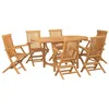 Image de vidaXL Ensemble de Salle à Manger pour Jardin 7 pcs Marron, Ensemble de Table de Jardin en Teck, déco extérieure Moderne, Meuble élégant pour terrasse et Patio