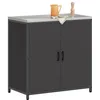 Image de vidaXL Rangement de Cuisine avec étagère Noir 60 x 50 x 92 cm Acier, Solutions de Rangement Moderne, étagère en Acier rectangulaire pour Une Organisation Solide, Support Compact d'ustensiles