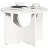 Image de vidaXL Table Basse Blanc 50 x 50 x 35 cm Bois Massif en pin, Table d'accent Ronde en pin, déco Rustique pour Le Salon, Meuble en Bois Moderne et Compact