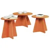 Image de vidaXL Table Basse 3 pcs Brun Cire, Table Basse Ronde Rustique pour Le Salon, Bois Naturel, Multi-Usage pour Magazines et Livres