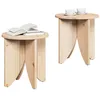 Image de vidaXL Table Basse 2 pcs Naturel, Table Basse Rustique, Ronde, Bois de Pin, Accessoire Fonctionnel, Fini Beige Durable