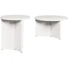 Image de vidaXL Table Basse 2 pcs Blanc Bois de pin Massif, Table Basse Ronde Chic pour Salon, en Bois de pin, Design Contemporain, mobilier Compact et Pratique