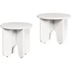 Image de vidaXL Table Basse 2 pcs Blanc Bois de pin Massif, Table Basse Ronde Chic, Design Moderne, Bois de pin Massif, compacte et Fonctionnelle, Facile à Monter