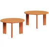 Image de vidaXL Table Basse 2 pcs Brun Cire Bois de pin Massif, Table Basse Ronde Moderne, en pin, déco stylée pour Salon, Design Minimal pour Vos Rencontres décontractées