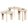 Image de vidaXL Table Basse 3 pcs Naturel Bois Massif en pin, Table Basse Rustique en pin, Ronde, Meuble Polyvalent pour intérieur, pièce maîtresse Beige