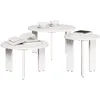 Image de vidaXL Table Basse 3 pcs Blanc Bois Massif en pin, Table Basse Rustique en pin, Ronde, Meuble Polyvalent pour intérieur, pièce maîtresse Beige