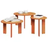 Image de vidaXL Table Basse 3 pcs Brun Cire Bois Massif en pin, Table Basse Rustique en pin, Ronde, Meuble Polyvalent pour intérieur, pièce maîtresse Beige