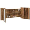 Image de vidaXL Cabinet Miroir LED avec étagère Bois Ancien 100 x 12 x 45 cm, Rangement Salle de Bain, Meuble LED Moderne, Miroir Rectangulaire, Éclairage Intérieur, Bois Ingénierie, USB
