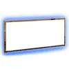 Image de vidaXL Miroir Bois Ancien 90 x 8,5 x 37 cm Bois d'ingénierie, Miroir Mural rectangulaire Moderne, Vanity LED, déco de Salle de Bain stylée, Gain de Place avec lumière