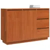 Image de vidaXL Buffet avec tiroir Chêne Brun 111 x 34 x 75 cm Pin Massif, Salon, Buffet Rectangulaire en Pin, Mobilier Moderne, Unité de Rangement, Design Minimaliste, Cabinet Pratique