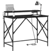 Image de vidaXL Bureau Chêne Noir 100 x 50 x 86.5 cm Bois d'ingénierie, Bureau Moderne, Design rectangulaire, Rangement spacieux, éclairage intégré, Ergonomique et Pratique.