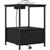 Image de vidaXL Table de Nuit avec Station de Chargement avec tiroir Chêne Noir, Rangement Moderne pour la Chambre, Table de Nuit rectangulaire, tiroir Pratique, Design Contemporain, Efficace