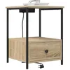 Image de vidaXL Table de Nuit avec Station de Chargement 2 pcs Chêne Sonoma, Rangement Moderne pour la Chambre, Table de Nuit rectangulaire, tiroir Pratique, Design Contemporain, Efficace
