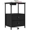 Image de vidaXL Table de Nuit avec Station de Chargement 2 pcs Chêne Noir, Mobilier de Chambre Moderne, Table de Nuit rectangulaire, tiroir Pratique, Organisateur de lit Tech-Friendly