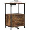 Image de vidaXL Table de Nuit avec Station de Chargement avec tiroir Chêne fumé, Mobilier de Chambre Moderne, Table de Nuit rectangulaire, tiroir Pratique, Organisateur de lit Tech-Friendly