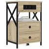 Image de vidaXL Cabinet de Chevet avec tiroir Chêne Sonoma 40 x 31 x 60 cm, Table de Nuit Rustique, Meuble en Bois, Rangement Compact, Table Moderne à Charger, Chic pour la Chambre