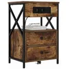 Image de vidaXL Cabinet de Chevet avec tiroir 2 pcs Chêne fumé 40 x 31 x 60 cm, Table de Nuit Rustique, Meuble en Bois, Rangement Compact, Table Moderne à Charger, Chic pour la Chambre