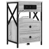 Image de vidaXL Cabinet de Chevet avec tiroir 2 pcs Gris Sonoma 40 x 31 x 60 cm, Table de Nuit Rustique, Meuble en Bois, Rangement Compact, Table Moderne à Charger, Chic pour la Chambre
