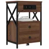 Image de vidaXL Cabinet de Chevet Chêne Brun 40 x 31 x 60 cm Bois d'ingénierie, Table de Nuit Rustique, Meuble en Bois, Rangement Compact, Table Moderne à Charger, Chic pour la Chambre