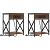 Image de vidaXL Cabinet de Chevet 2 pcs Chêne Brun 41 x 31 x 51 cm, Meuble de Nuit Rustique, Bois d'ingénierie, Rangement Compact, Pratique pour la Chambre