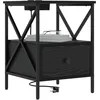 Image de vidaXL Cabinet de Chevet 2 pcs Chêne Noir 41,5 x 40,5 x 55 cm, Table de Nuit en Bois, Rangement Rustique, unité compacte, Meuble de Chambre élégant avec tiroirs