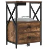 Image de vidaXL Cabinet de Chevet Chêne fumé 40 x 31 x 60 cm Bois d'ingénierie, Table de Rangement compacte, Meuble Rustique pour Chambre, Table de Nuit Fonctionnelle, Essentiel Moderne