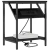 Image de vidaXL Cabinet de Chevet Chêne Noir 38 x 30 x 48 cm Bois d'ingénierie, Table de Nuit en Bois, Meuble rectangulaire, Rangement Rustique, Station de Chargement intégrée