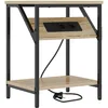 Image de vidaXL Cabinet de Chevet Chêne Sonoma 38 x 30 x 48 cm, Table de Nuit en Bois, Meuble rectangulaire, Rangement Rustique, Station de Chargement intégrée