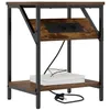 Image de vidaXL Cabinet de Chevet 2 pcs Chêne fumé 38 x 30 x 48 cm, Table de Nuit en Bois, Meuble rectangulaire, Rangement Rustique, Station de Chargement intégrée