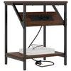 Image de vidaXL Cabinet de Chevet Chêne Brun 38 x 30 x 48 cm Bois d'ingénierie, Table de Nuit en Bois, Meuble rectangulaire, Rangement Rustique, Station de Chargement intégrée