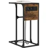 Image de vidaXL Cabinet de Chevet Chêne fumé 41,5 x 26 x 60,5 cm, Table de Nuit Rustique, Cabinet de Chevet Compact avec Rangement, Station de Charge et Organisateur