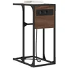 Image de vidaXL Cabinet de Chevet Chêne Brun 41,5 x 26 x 60,5 cm, Table de Nuit Rustique, Cabinet de Chevet Compact avec Rangement, Station de Charge et Organisateur