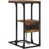 Image de vidaXL Cabinet de Chevet avec tiroir Chêne fumé 41.5 x 26 x 60.5 cm, Table de Nuit Rustique Chic, Organisateur rectangulaire, Table de Rangement, Bois, Cadre en Acier, Must-Have Chambre