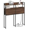 Image de vidaXL Tête de lit de rangement Chêne marron 90 cm Bois d'ingénierie, Mobilier de chambre moderne, têtes de lit stylées, tête de lit avec rangements pratiques, accessoires de lit LED pour une déco con