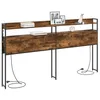 Image de vidaXL Tête de lit de rangement Chêne fumé 180 cm Bois d'ingénierie, Mobilier de chambre moderne, têtes de lit stylées, tête de lit avec rangements pratiques, accessoires de lit LED pour une déco cont