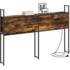 Image de vidaXL Headboard de Rangement avec Station de Charge Chêne fumé 120 cm, Mobilier de chambre moderne, Tête de lit avec rangement, Pieds réglables, Design flexible, Caractéristiques de bibliothèque gain