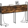 Image de vidaXL Headboard de Rangement avec Station de Charge Chêne fumé 160 cm, Mobilier de chambre moderne, Tête de lit avec rangement, Pieds réglables, Design flexible, Caractéristiques de bibliothèque gain