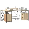Image de vidaXL Bureau Chêne Sonoma 182 x 101 x 87.5 cm Bois d'ingénierie, Bureau Moderne, Rangement Pratique, éclairage intégré, Espace Compact, étude Fonctionnelle, Bois Design