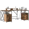 Image de vidaXL Bureau Chêne fumé 182 x 101 x 87.5 cm Bois d'ingénierie, Bureau Moderne, Rangement Pratique, éclairage intégré, Espace Compact, étude Fonctionnelle, Bois Design