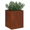 Image de vidaXL Cache-Pot de Jardin Acier patiné 32 x 32 x 40 cm Acier patiné, Vase à Fleurs en métal Moderne, Pot Robuste, déco extérieur, Accessoires Jardin, terrasse, Style Urbain