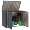 Image de vidaXL Boîte de Rangement de Jardin Noir 151,5 x 82 x 110,5 cm Acier, Table moderne, rectangulaire, durable, avec rangement pour petits espaces, parfaite pour vos repas et votre travail, avec un desig