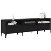 Image de vidaXL Meuble TV Chêne Noir 150 x 30 x 45 cm Bois d'ingénierie et Fer, Meuble TV Moderne, Console Pratique et Robuste, avec Rangement, tiroirs, Parfait pour Votre Salon